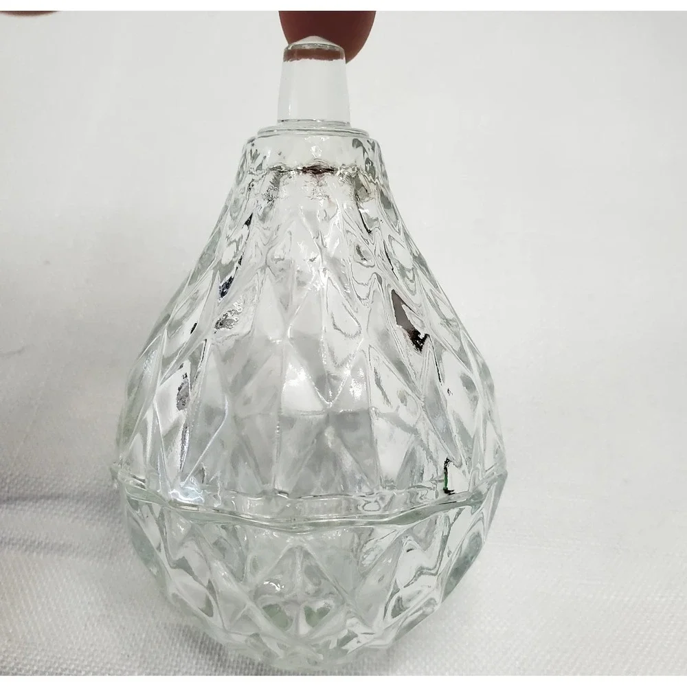 Vintage Clear‎ Glass Trinket Dish E/Lid Top Diamond Cut Jewelry Storage Ireland